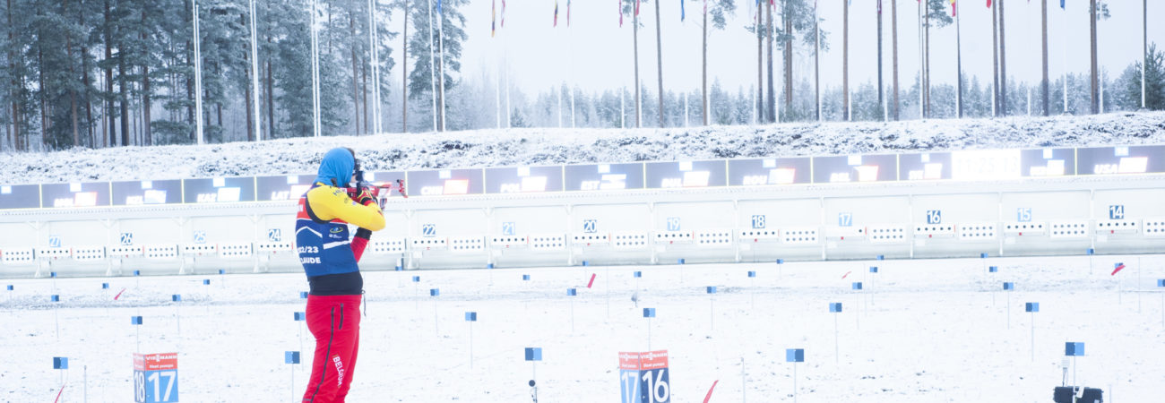 Athlete shooting at BMW IBU World Cup at Kontiolahti