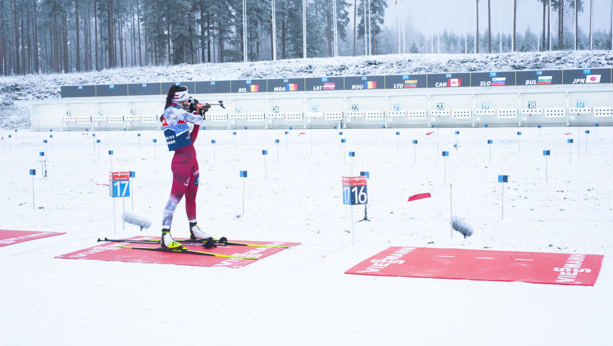 Athlete shooting at BMW IBU World Cup at Kontiolahti