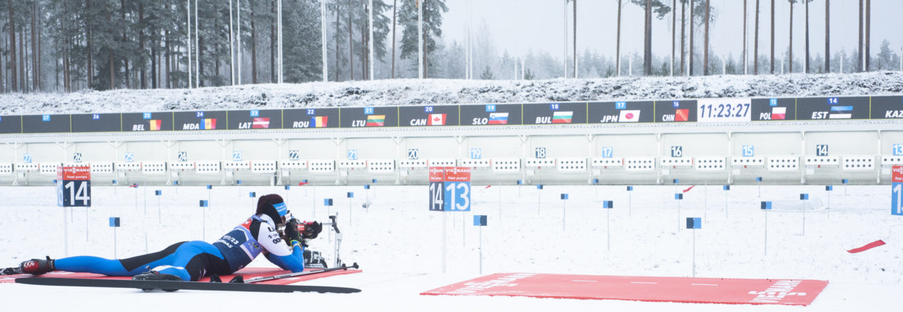 Athlete shooting at BMW IBU World Cup at Kontiolahti