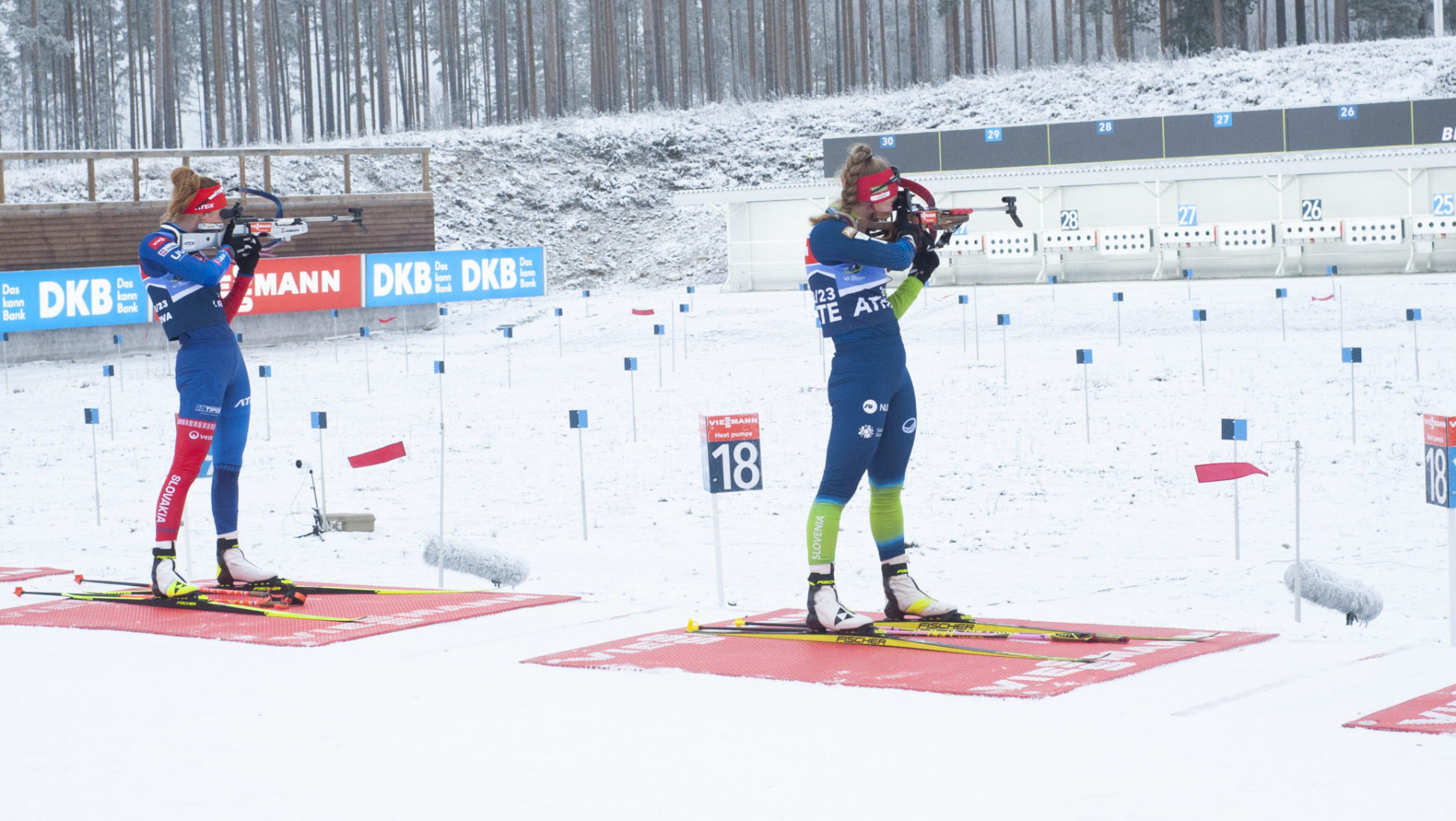 Athletes shooting at BMW IBU World Cup at Kontiolahti