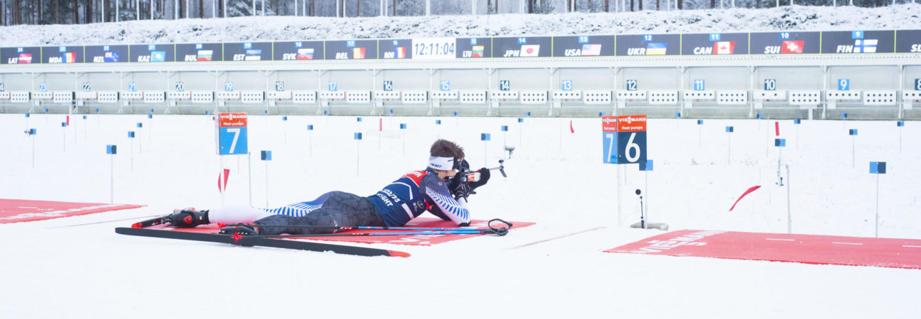 Athlete shooting at BMW IBU World Cup at Kontiolahti