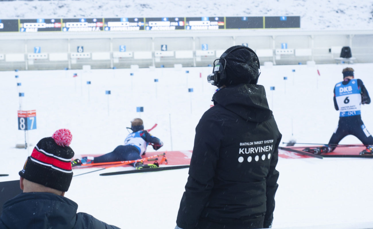 Biathlon Target System Kurvinen's team member at BMW IBU World Cup at Kontiolahti